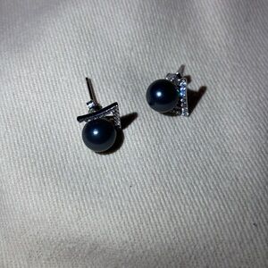 935 Sterling Silver Dark Freshwater Pearl Earrings